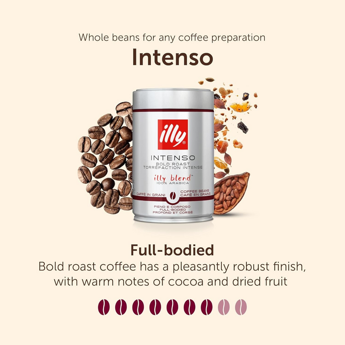 Illy Intenso Roasted Coffee Beans, Dark Roast - 250g