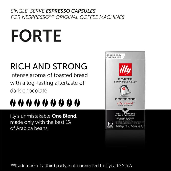 Illy Espresso Forte- Extra Bold Roast - Nespresso Compatible Capsules