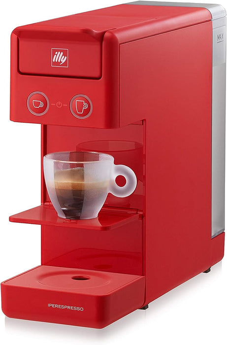 Y3.3 iperEspresso Coffee Machine (Red) + illy Electric Induction Milk Frother (White)