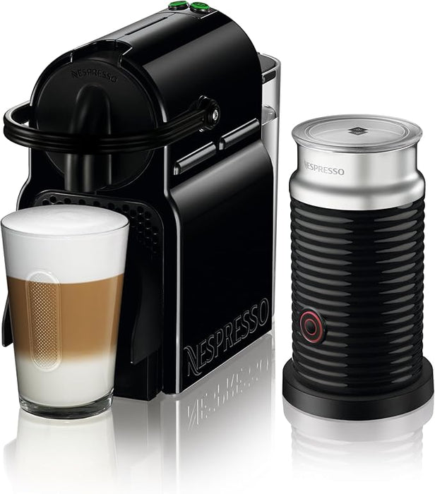 Nespresso Inissia and Aeroccino Bundle Coffee Machine - Automatic Brewing System, Black Finish, UAE Version