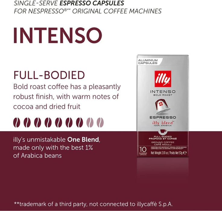 Illy Espresso Intenso- Dark Roast - Nespresso Compatible Capsules