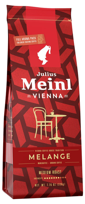 Julius Meinl Vienna MELANGE Ground Coffee, Coffee House Tradition, Medium Roast, Intensity 7, 220g