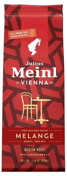 Julius Meinl Vienna MELANGE Ground Coffee, Coffee House Tradition, Medium Roast, Intensity 7, 220g