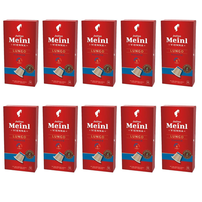 Julius Meinl: "Lungo Classico," Nespresso Compatible, 100% biodegradable, 100 Capsules, Imported from Vienna