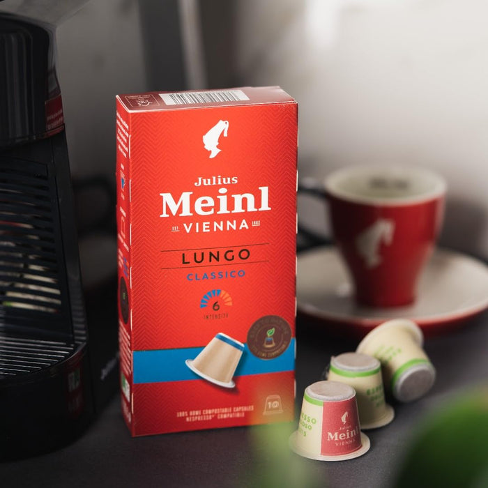 Julius Meinl: "Lungo Classico," Nespresso Compatible, 100% biodegradable, 100 Capsules, Imported from Vienna